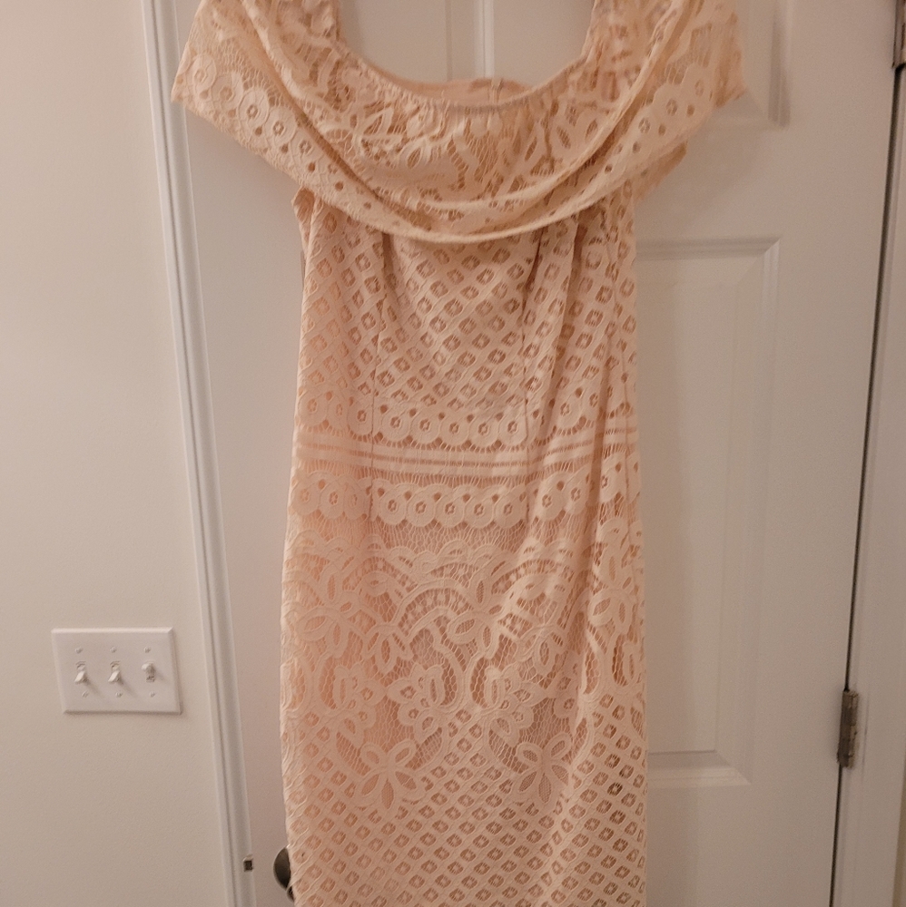 Blush lace off the shoulder dress size 8